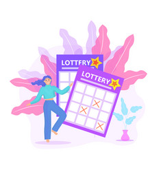 Lottery Ticket Woman Playing Lotto Win Icon Flat