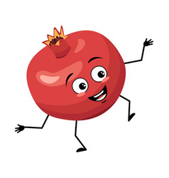 Pomegranate Character With Happy Emotion