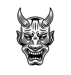 Japanese demon mask blackand white version Vector Image