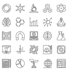 Stem Education Outline Icons Set Science