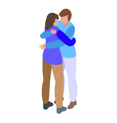 Happy Hug Icon Isometric People Meeting