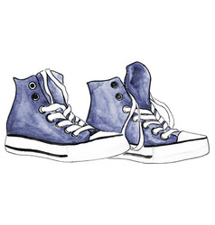 Watercolor Indigo Denim Sneakers Pair Shoes