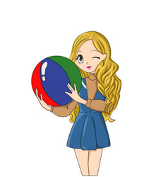 Cute Girl With Rainbow Ball