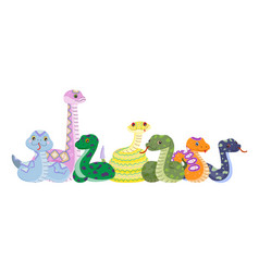 Set Of Cartoon Reptile Collection Serpent