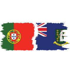 British Virgin Islands And Portugal Grunge Flags