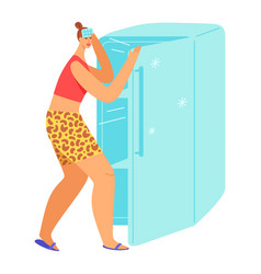 Woman In Sleepwear Opening A Fridge At Night