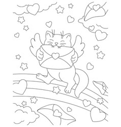 Cute Cat Cupid Bites A Love Letter Coloring Book