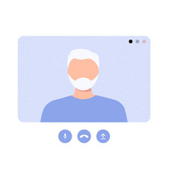 Elderly Grandfather Is Talking On A Video Call