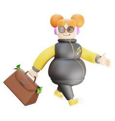 A Rich 3d Funny Girl Cartoon Holding Bag Full