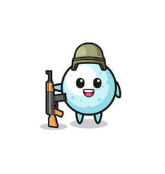 Cute Snow Ball Mascot As A Soldier