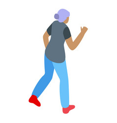 Elderly Woman Running Icon Isometric