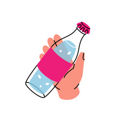 Hand With Soda Bottle Icon Empty Glass Or Plastic