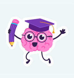 Happy Brain With Cute Face In Graduation Hat