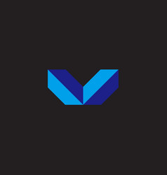 Letter V Fold Blue Geometric Symbol Simple Logo