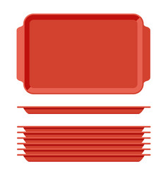 Red Plastic Blank Food Tray Set With Handles