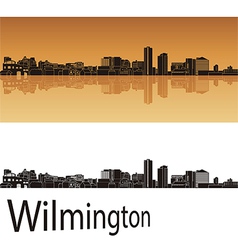 Wilmington Skyline In Orange Background