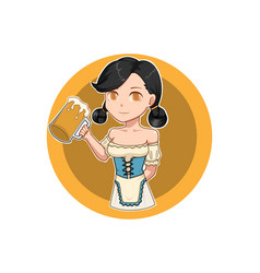 Black Hair Girl With Beer Cartoon