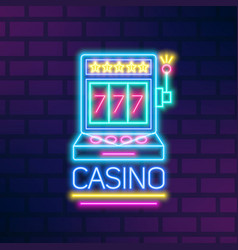 Bright Neon Gaming Slot Machine Flat