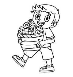 Child Carrying Basket Of Easter Eggs Isolated