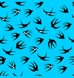 Swallows Flying In Sky Seamless Pattern