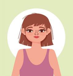 Young Woman Hispanic Character Cartoon Portrait