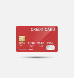 3d Realistic Red Credit Card Isolated