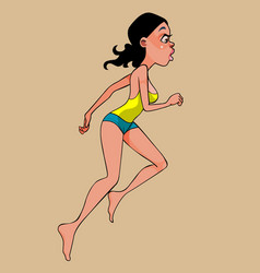 Cartoon Woman In Shorts And A T Shirt Is Running