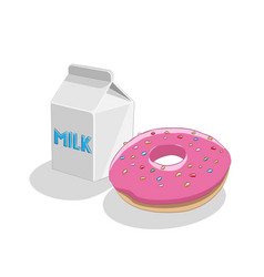 Strawberry Doughnut And Milk Breakfast