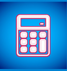 White Calculator Icon Isolated On Blue Background