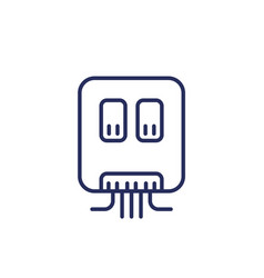 Electric Power Box Line Icon On White