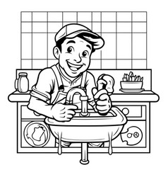 Plumber In The Kitchen Black And White