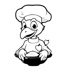 A Turkey Chef Holding A Plate Of Food On A White