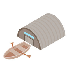 Rowboat Icon Isometric Wooden Fishing Boat