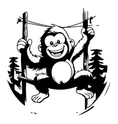 A Monkey Sitting On Swing In The Forest