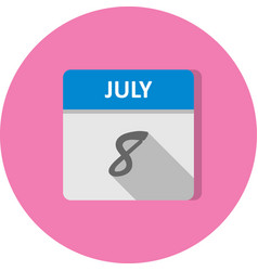 July 8th Date On A Single Day Calendar