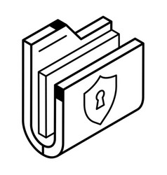 Secure Folder Linear Icon In Isometric Style