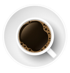 Ceramic Mug With Hot Coffee Mockup Top View