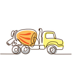 Concrete Mixer Truck In Sketch Style Continuous