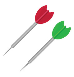 Red And Green Dart On A White Background