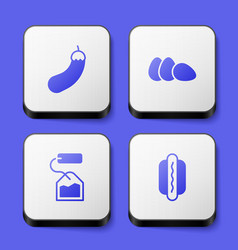 Set Eggplant Chicken Egg Tea Bag And Hotdog Icon