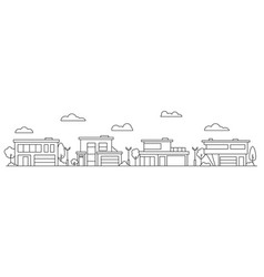 Neighborhood Line Art Suburban House City Skyline