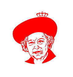 Queen Elizabeth Face Portrait Red Abstract Design