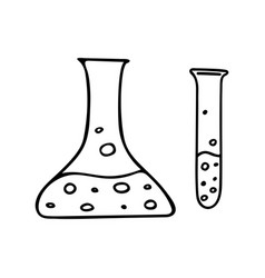 Doodle Of Science Laboratory Beaker And Test Tube