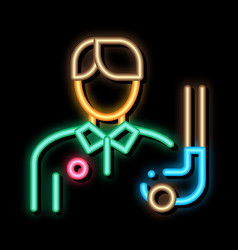 Man Golf Player Neon Glow Icon