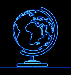 Continuous Line Drawing School Globe Of Earth Neon