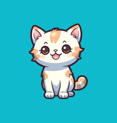 Cute Cartoon Cat With A Tie On A Blue Background