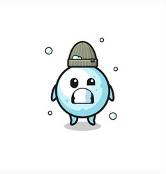 Cute Cartoon Snow Ball With Shivering Expression