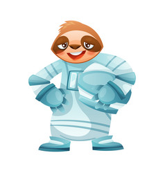 Funny Sloth Mammal As Astronaut Wearing