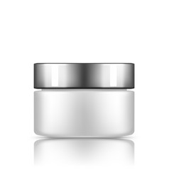 White Cosmetic Jar With Silver Cap Mockup