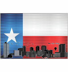 Fort Worth City Skyline With Flag Of Texas